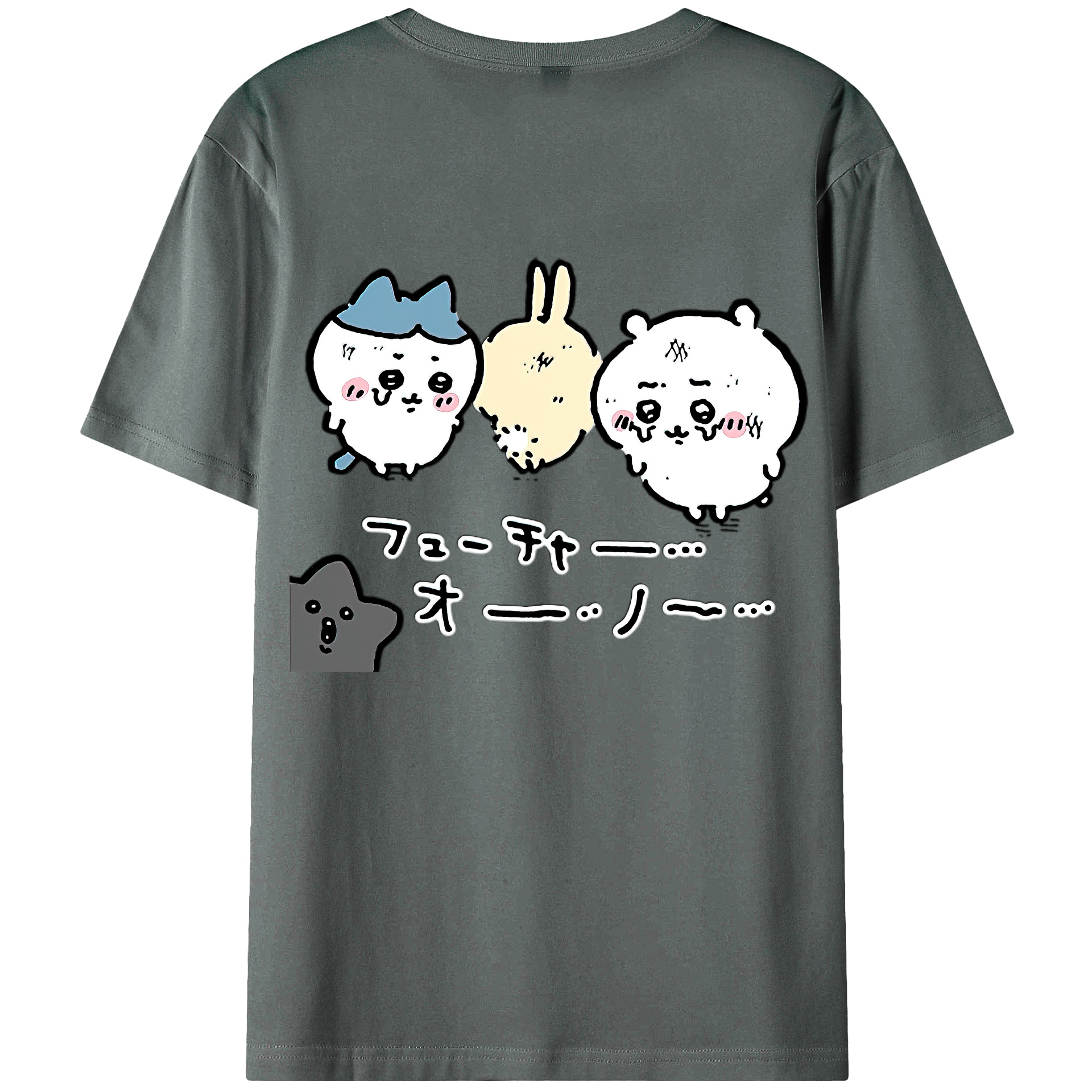 （画像用） ちいかわ ハチワレ Chii-kawa hachiware 綿100％ メンズ半袖Tシャツ（バックプリント） 通気性